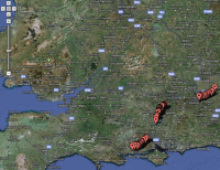 GPS maps peak loads using Google maps.